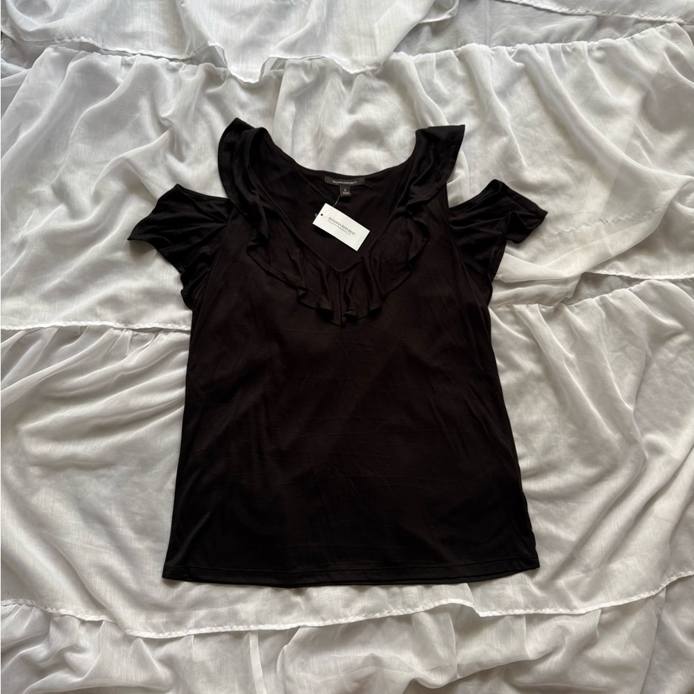 Banana Republic Short Sleeve Cold-Shoulder Ruffle Tank Top